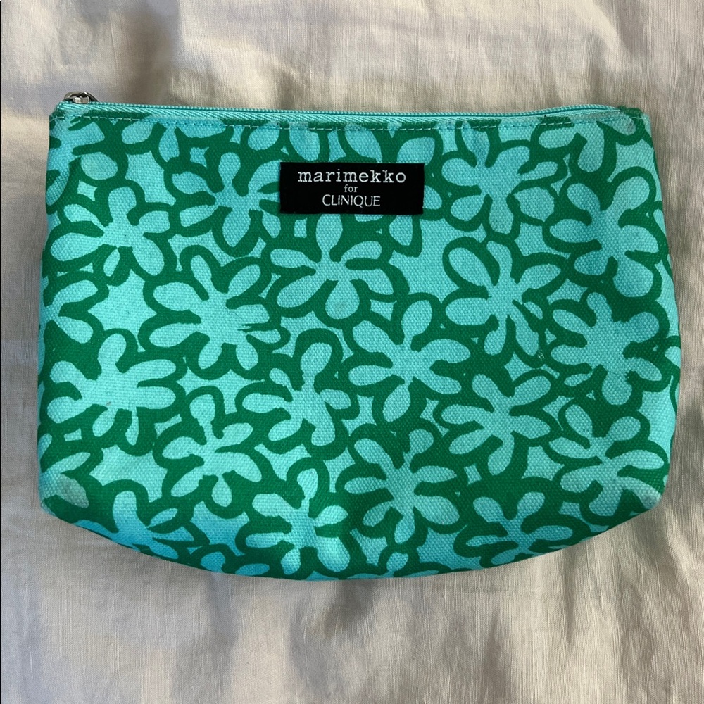 Marimekko Clinique green blue makeup bag